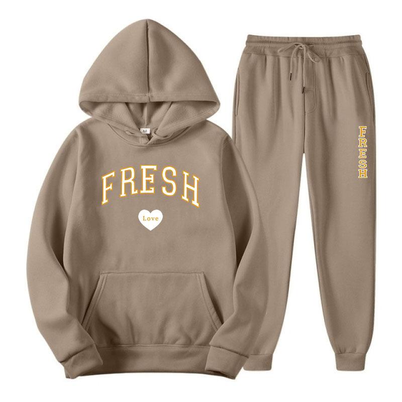 Winter New Men's Casual Sports Loose Personalized Print Youth Fashion Trend Personal Wear Hoodie Set