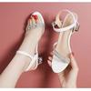 Crystal thick heel one-button open-toed sandals 2025 summer new rhinestone fashion Roman shoes wear versatile sandals