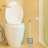 Toilet Brush with Holder Plastic Bathroom Toilet Brushes Fine Brush Head Extended Handle Wall Mountable Toilet Bowl Brush