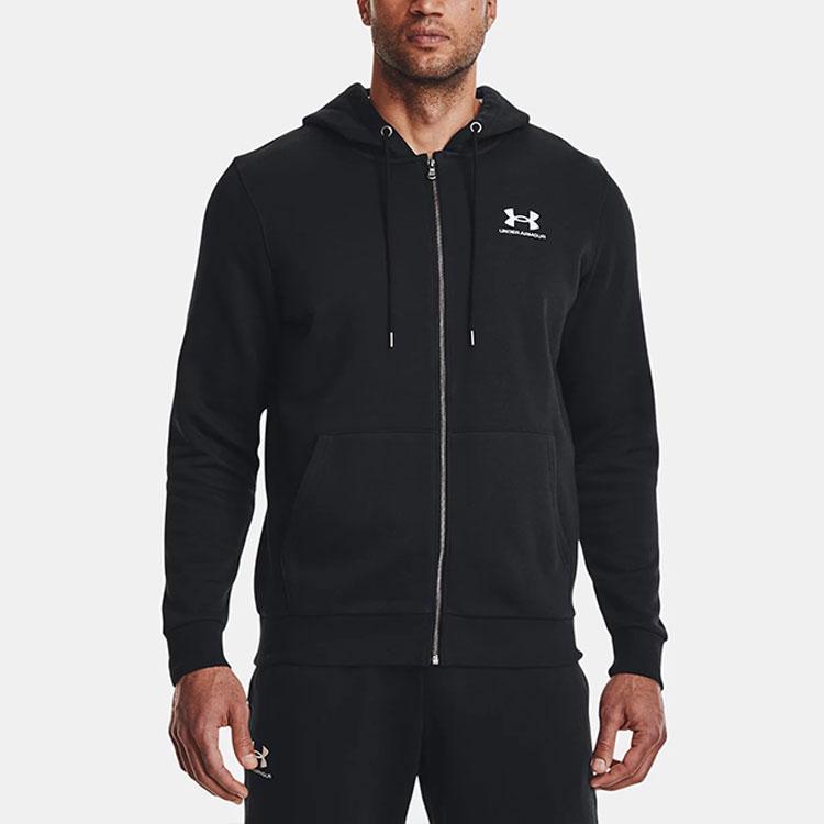 Under Armour Solid Logo Print Full Zip Hoodie Men Hoodie Black 1373881-001