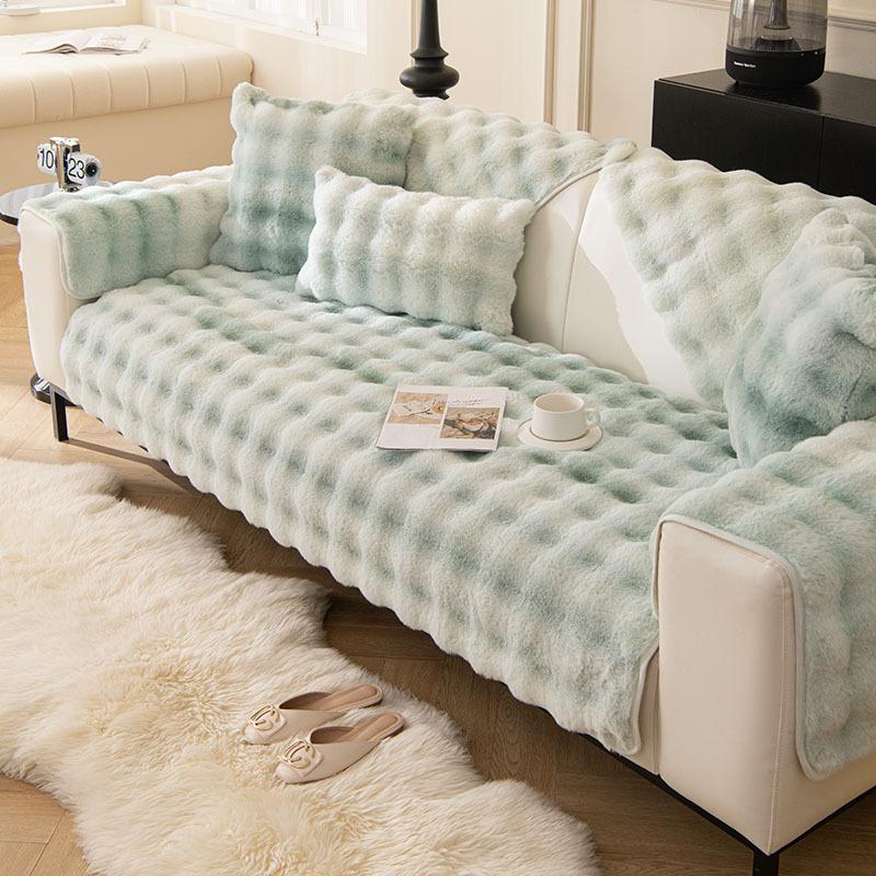 Thickened Rabbit Plush Sofa Cushion Winter Warm And Non-Slip Imitation Fur Sofa Seat Cushion High-End Sofa Cover Cover Towel