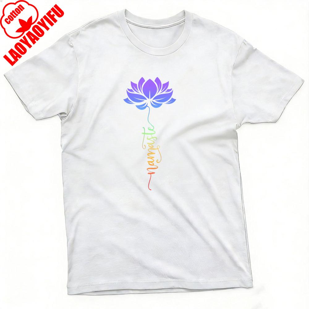 Lotus Flower Namaste Summer Men TShirt Yoga Style Casual Wear for Yoga Clothes Casual Oneck T Shirit Aesthetic Shirt