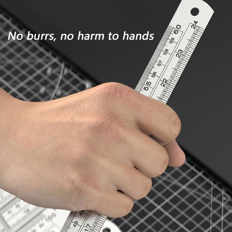 High Accuracy Steel Drawing Ruler with Double Scale System Metric Royal Etched Marks Easy To Use for Engineers