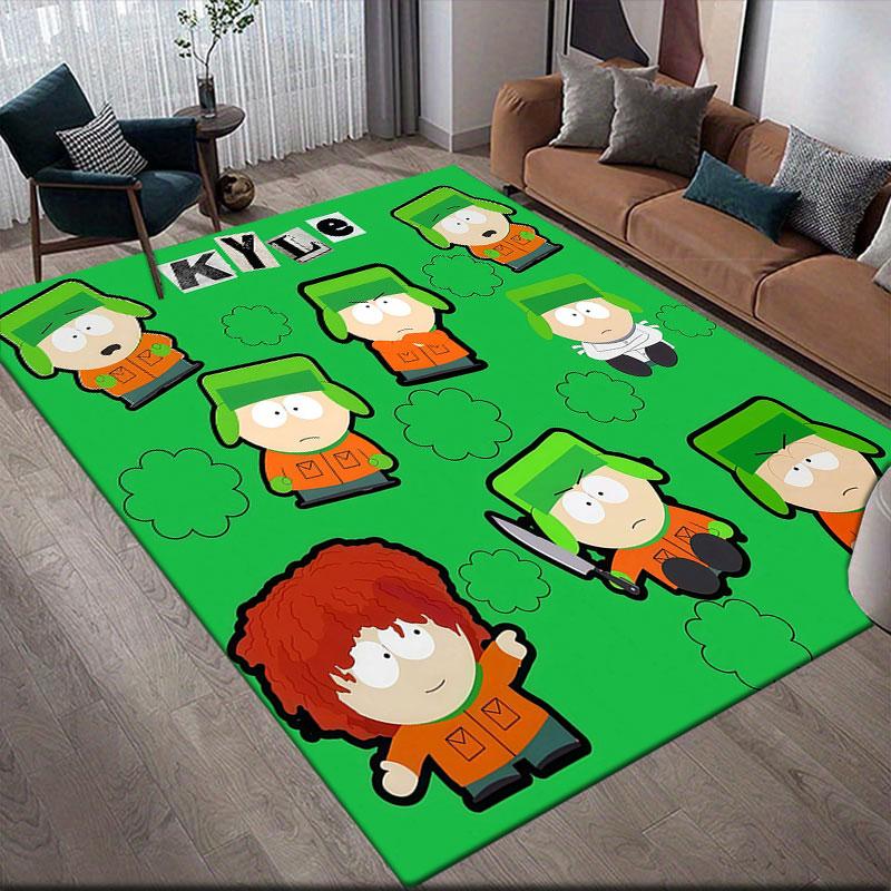 Kyle South Park Flannel Printed Carpet, Home Sofa Decoration for Living Room & Bedroom, Non‑Slip Play Flannel Floor Mat for Game Room