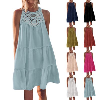 Women's Summer Cutout Dress Casual Sleeveless A-Line Layered Swing Tank Top Dress Beach Vacation Dress