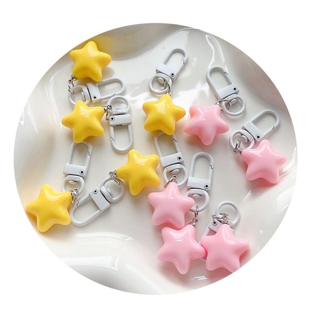 Pentagram Chubby Milk Yellow Star Keychain Stars Yellow Pink Stars Keychain   Home Decoration