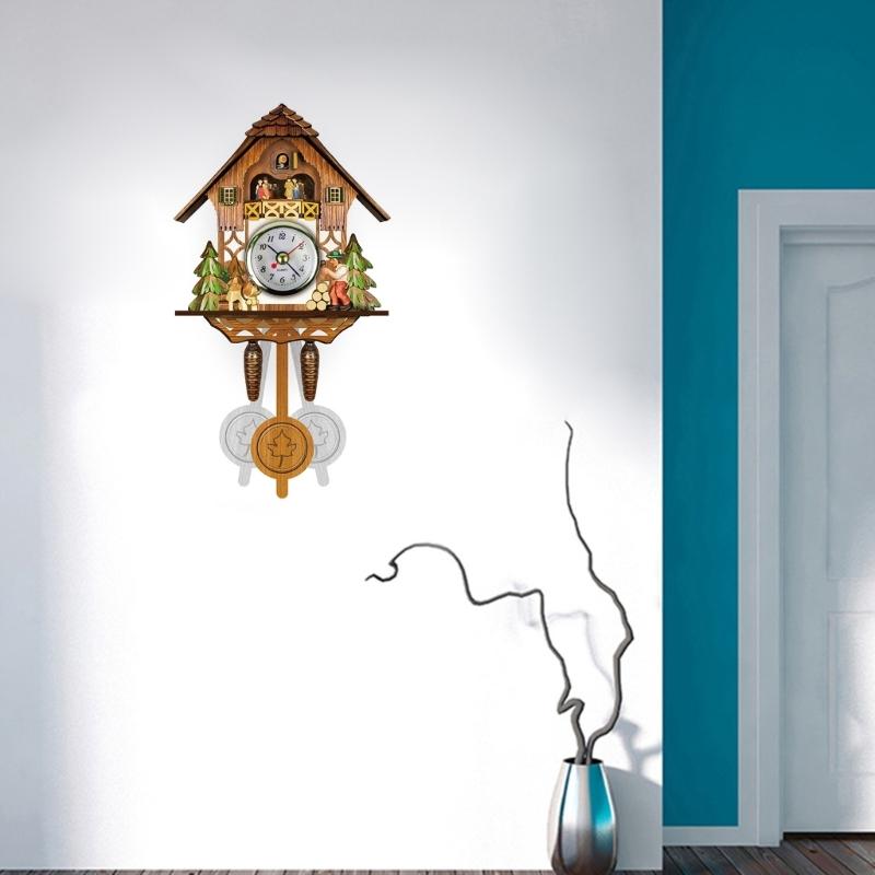 Traditionelle Kuckuckswanduhr aus Holz für Wohnzimmer mit leisem Uhrwerk Dekorative Wanduhr Genaue Uhrwerke