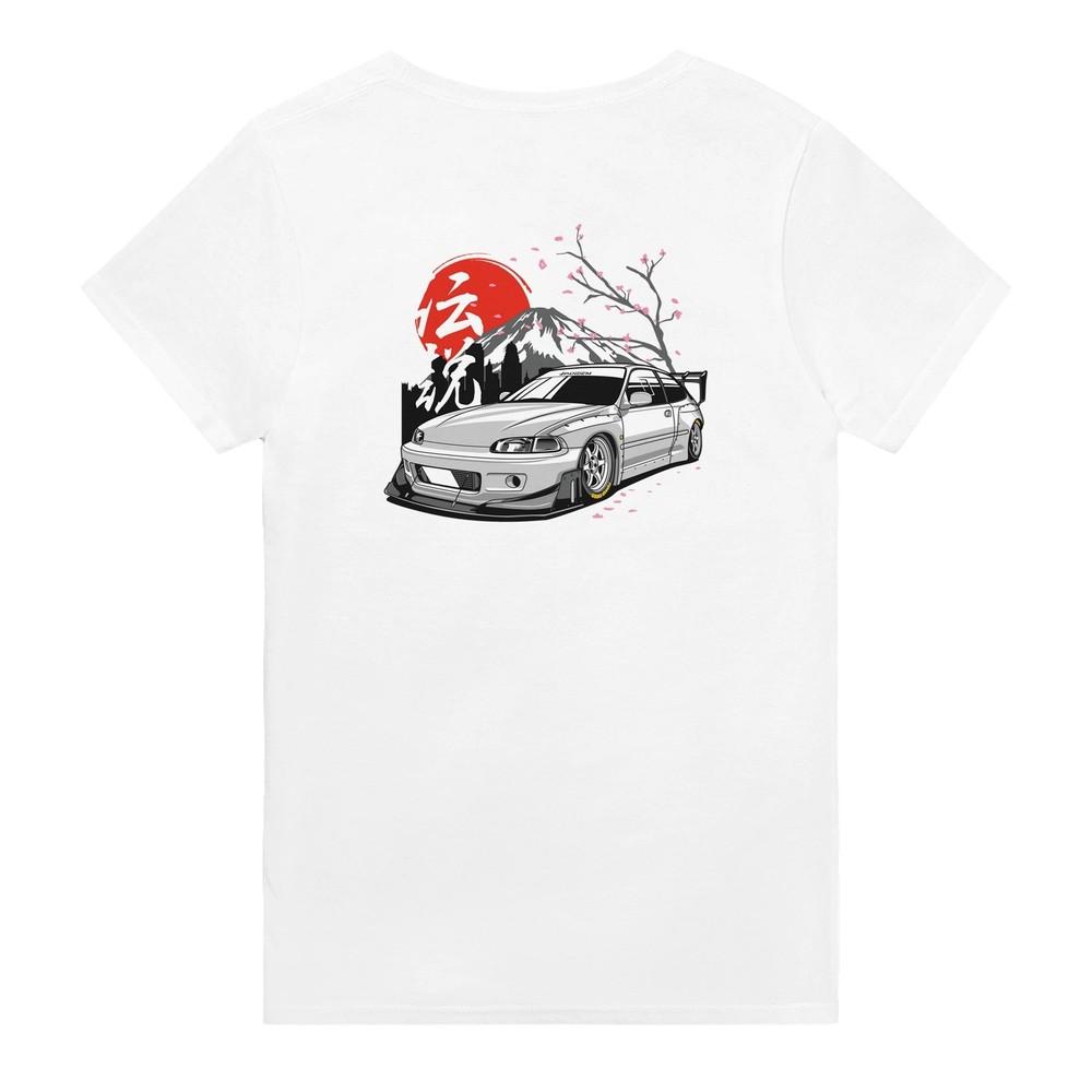 Тяжелая хлопковая футболка с круглым вырезом JDM  Цветок вишни  для повседневной носки, унисекс XL