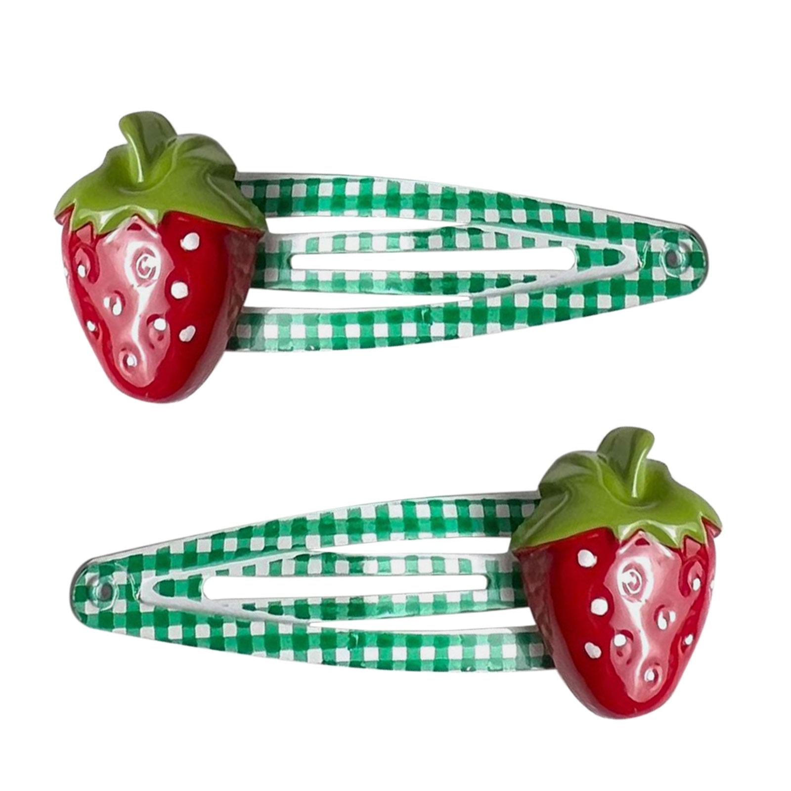 

2-Pack Metal Snap Hair Clip Small Hair Barrettes Hair Pins Fruit Hair Accessories for Women Kid Toddlers Girls A