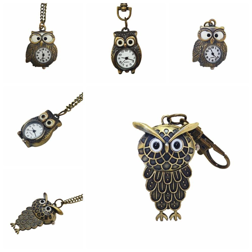 Quartz Owl Pocket Watch Antique Bronze Color Necklace Pocket Watch Flip Style Pocket Watch Gift
