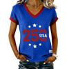 Women's Casual V Neck Short Sleeve Pullover Printed T-Shirt Top