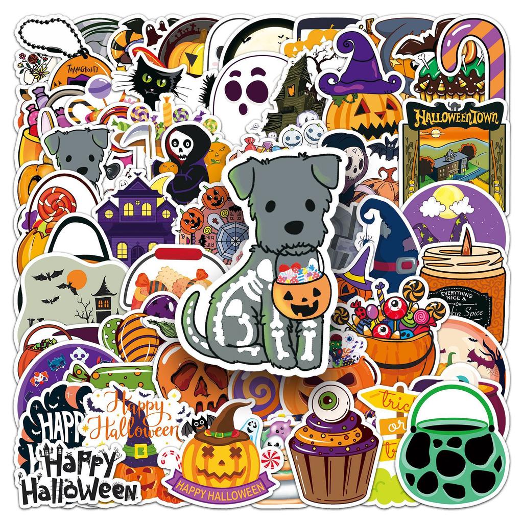 100 Halloween Graffiti Stickers Personalized Cartoon Holiday Decoration Suitcase Mobile Phone Case DIY Stickers