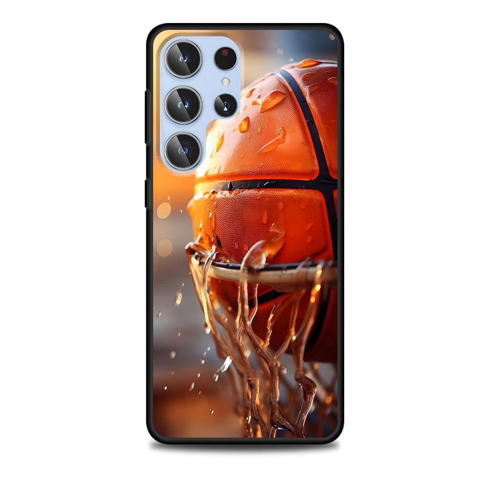 Basketball Korb Sport Hülle für Samsung Galaxy S23 S21 S20 FE S24 S22 Ultra S10 S10e S9 Plus Weiche Schwarze TPU Handyhülle Bumper