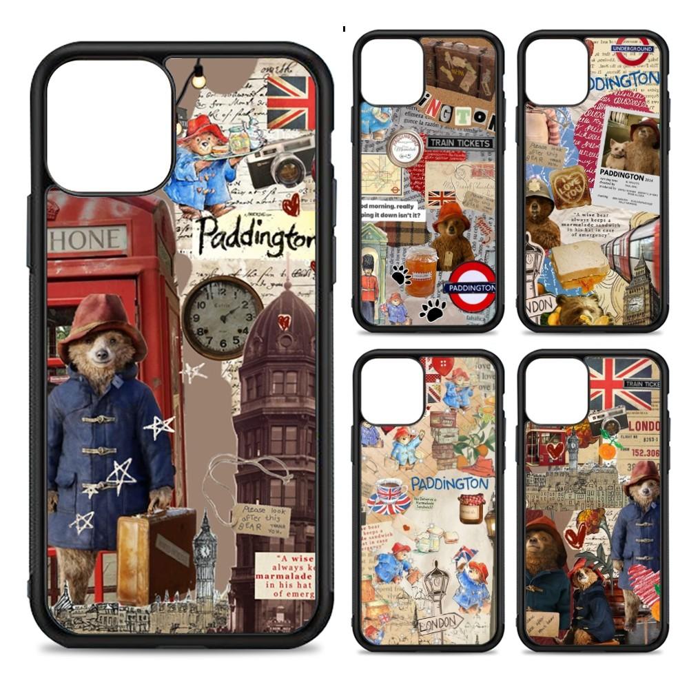 Cute P-Paddington Bear Phone Case Silicone PC+TPU For For IPhone 11 12 13 14 15 16 Plus Pro Max Cover
