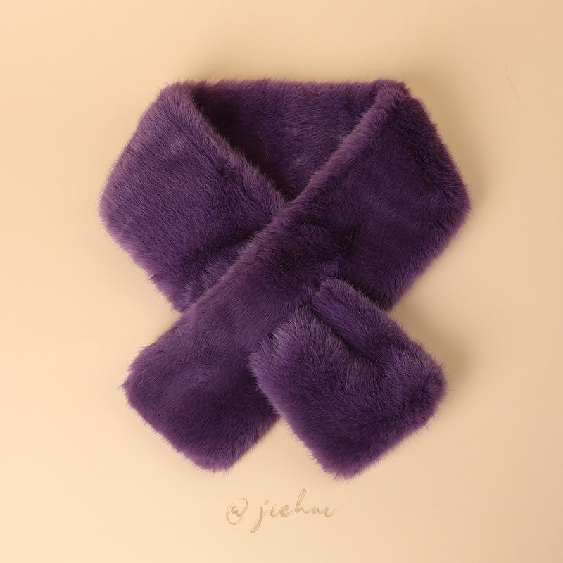 

Faux Rabbit Fur Collar Scarf for Women Warm and Thickening Fur Scarf Colorful Winter Scarf Autumn/Winter Faux Fur Plush Elegance фіолетовий