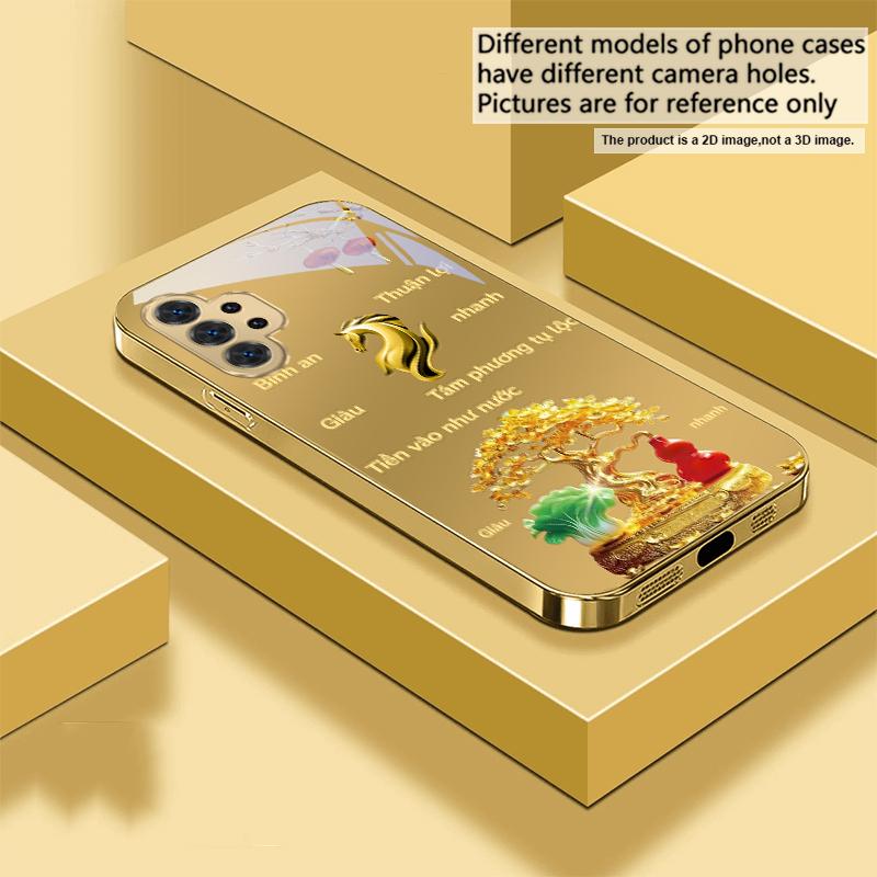 Gradient Golden Tiger For Samsung A 31 32 A33 A34 35 14 A15 13 A16 25 A26 50 52 53 54 55 56 70 71 72 73 Golden Glass Phone Case