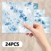 24st, Blått Blommigt Tema Scrapbokspapper, A5 Storlek, DIY Dagböcker, Materialpapper, Grattiskort, Fotoalbum, Hantverk, Dekoration
