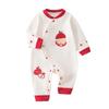Year of the Horse Newborn Pure Cotton Romper - Red, Class A, for Spring, Autumn, New Year, and Winter