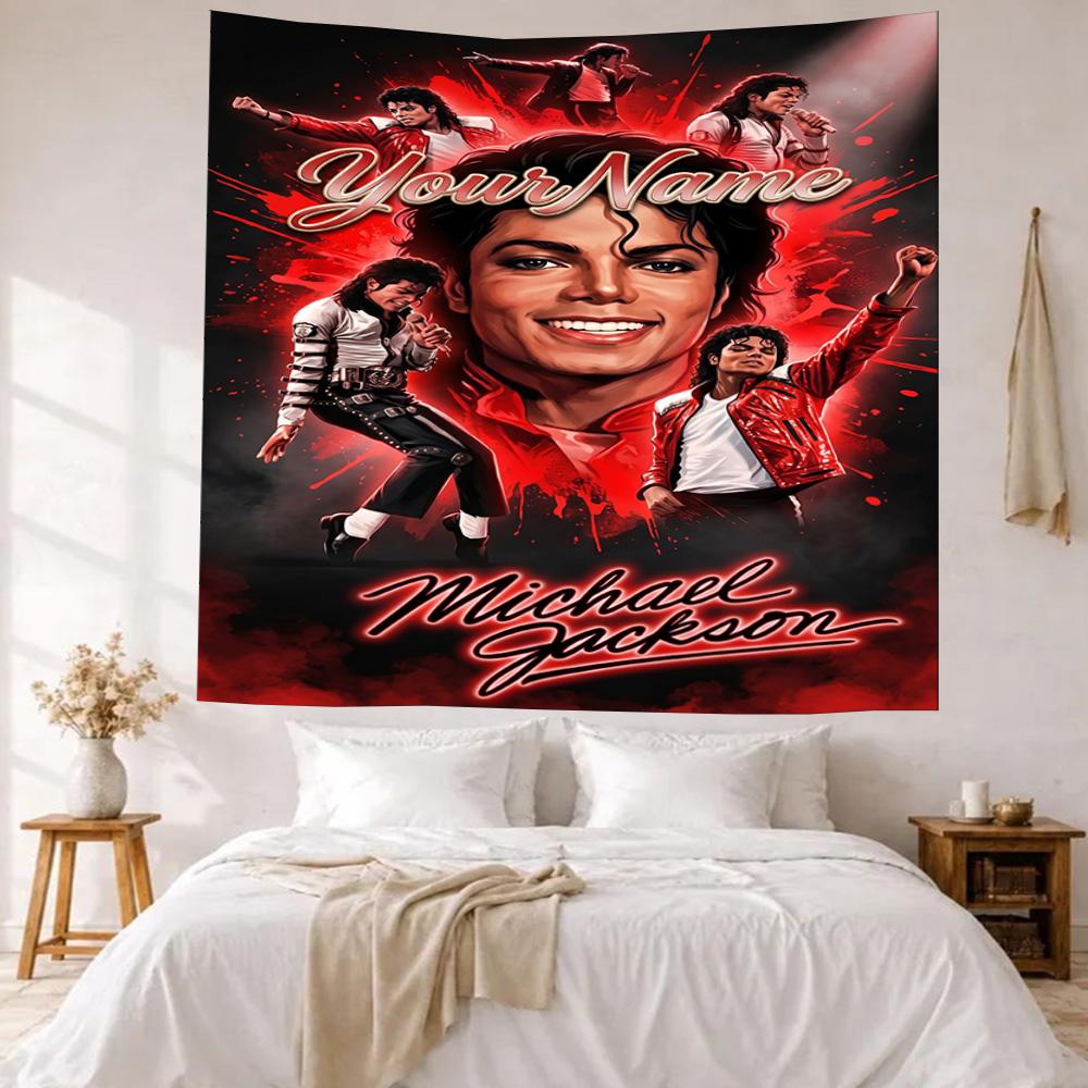 Michael Jackson Custom Your Name Wall Decor Tapestry Art For Pet Memorial Birthdaywedding Party Backdrop Family Gift