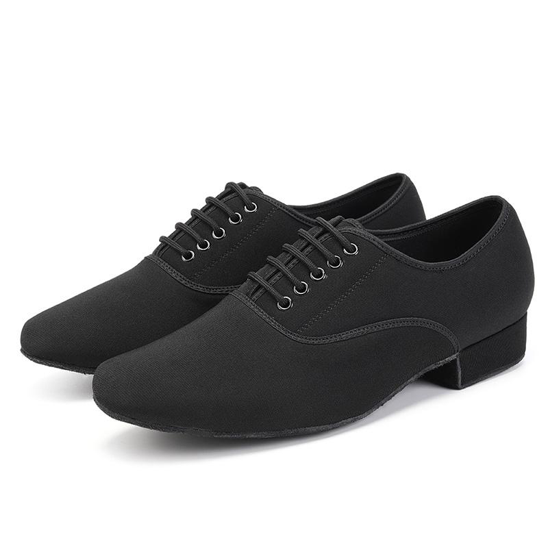 Scarpe da ballo moderne nere con tacco 2,5 cm Scarpe da ballo da sala standard in tessuto Oxford da uomo Scarpe da ballo da competizione