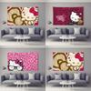 Tapeçaria Sanrio Hello Kitty Rosa Fofa Estampada Decoração de Arte de Parede Moderna para Sala de Estar Quarto Presente Perfeito para Hello Kitty