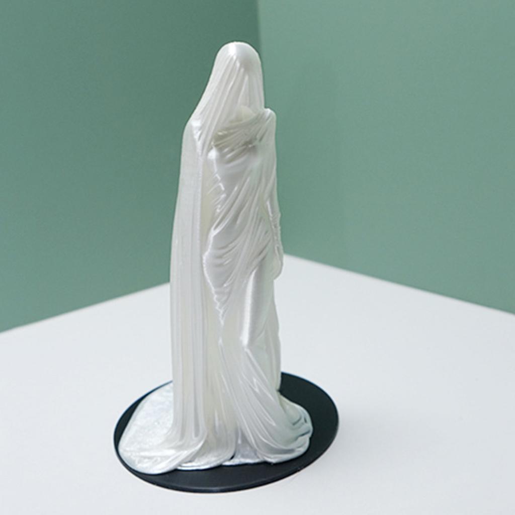 Veiled Lady Statue 3D Printed Goddess Sculpture, Mysterious Female Figurine with Robe, Dark Gothic Sculpture Home Decor for Desk Bookshelf,