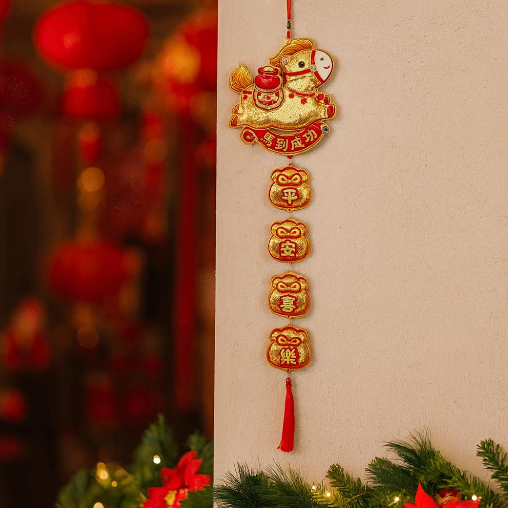 Sequins Horse Wall Hanging Ornaments Glitter Door Decoration Year of The Horse Pendant Bedroom