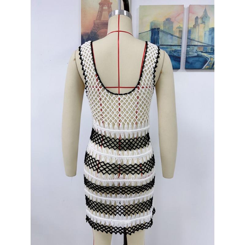 Damen Sommer Neues Lockeres Mode Strick Langkleid