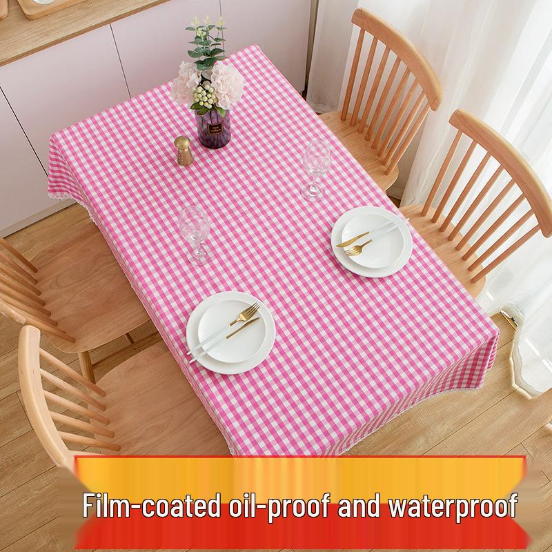 Ins Style Waterproof Wash-Free Plaid Tablecloth for Coffee and Dining Tables