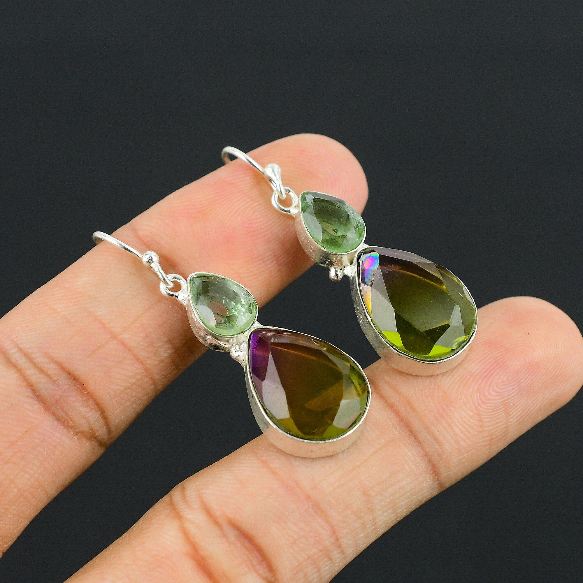 

Подарочные ювелирные серьги из стерлингового серебра 925 пробы с мультитурмалином, 2,18 дюйма