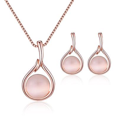 Cat's Eye European & American Statement Necklace and Earring Set - Bridal Jewelry Collection