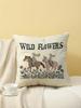 Wild Flowers Cowgirl Print Throw Pillow Cover, Cushion Case For Sofa Bedroom Living Room Couch Bed Office Chair Home Decor