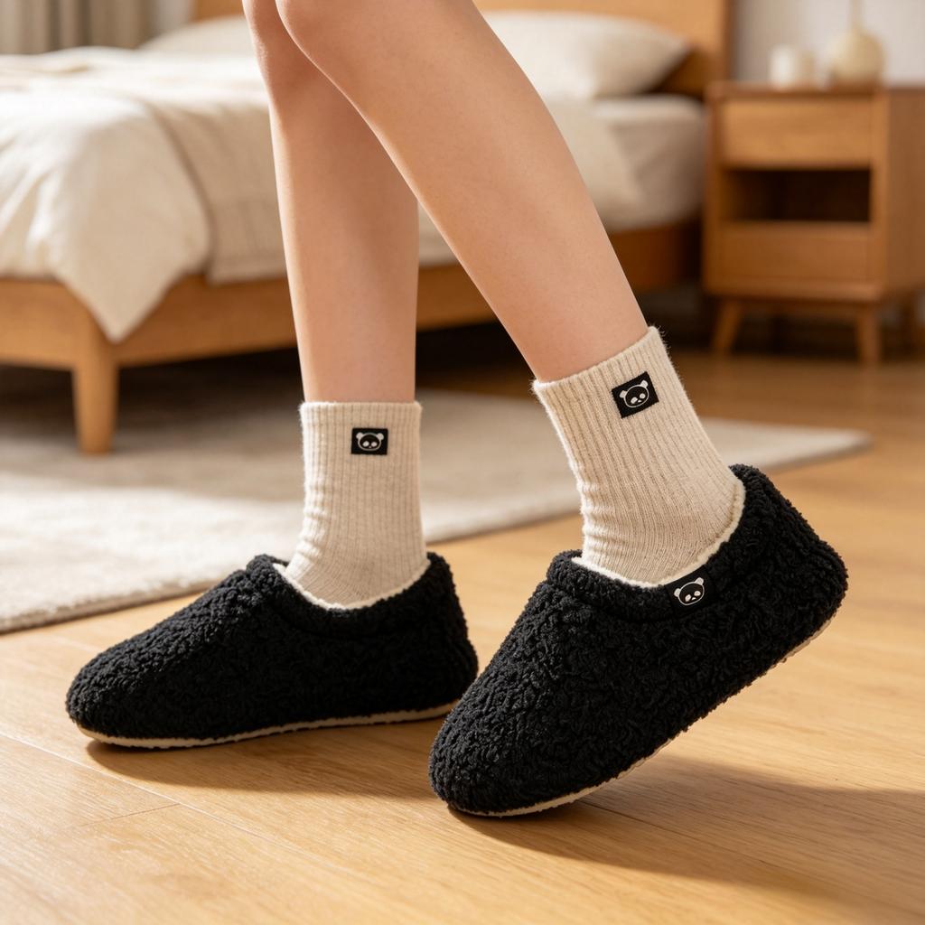 Comfortable Back Cotton Slippers for Winter, House Slippers for Cozy Indoor Use