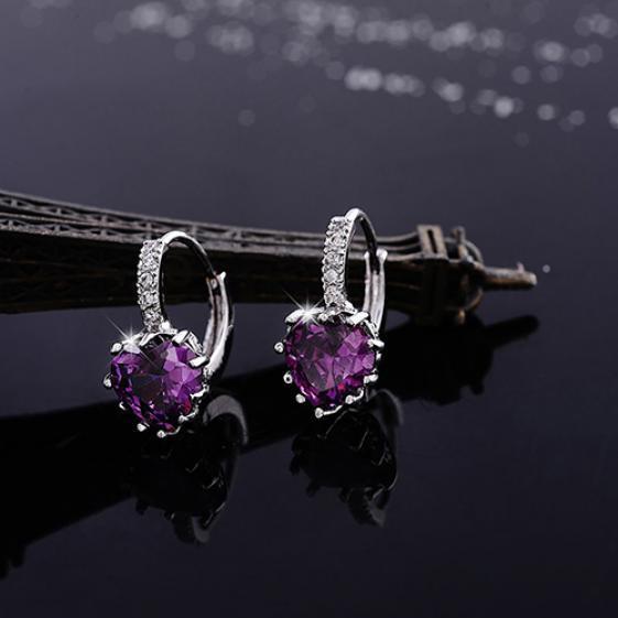 Kvinnor Elegant Söt Glänsande Kärlek Hjärta Rhinestone Inläggningar Ear Studs Hoop Örhängen