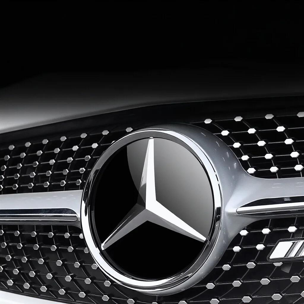 3d Chrome Black Star Logo Car Front Grille Emblem Mercedes Benz Amg W205 W212 W207 A B C E SLK GLK CLA CLS Viano GL ML R Class FK1