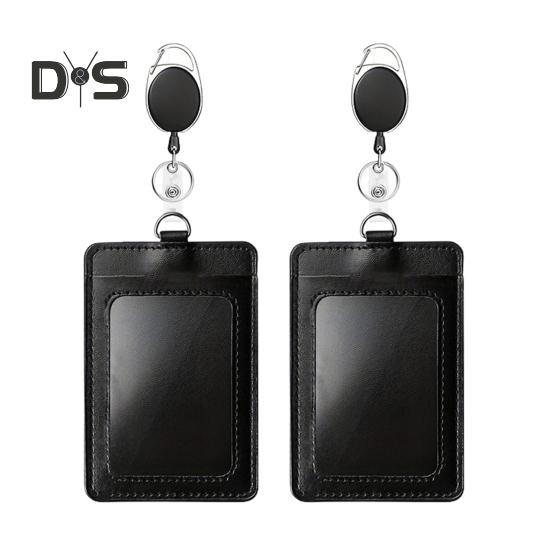 2 stk kortholder Klar uttrekkbar ID-kortholder med klipsemerke Spole ID-kortholder med karabinnøkkel