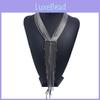 Geometric Box Chain Necklace With Rhinestones And Tassels For Fashion Enthusiasts