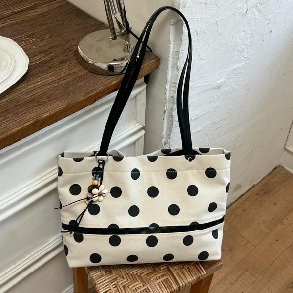 Nova Bolsa de Ombro Casual com Bolinhas Bolsa Mensageiro para o Trabalho Bolsa Almofada Bolsa de Lona Baguete Feminina