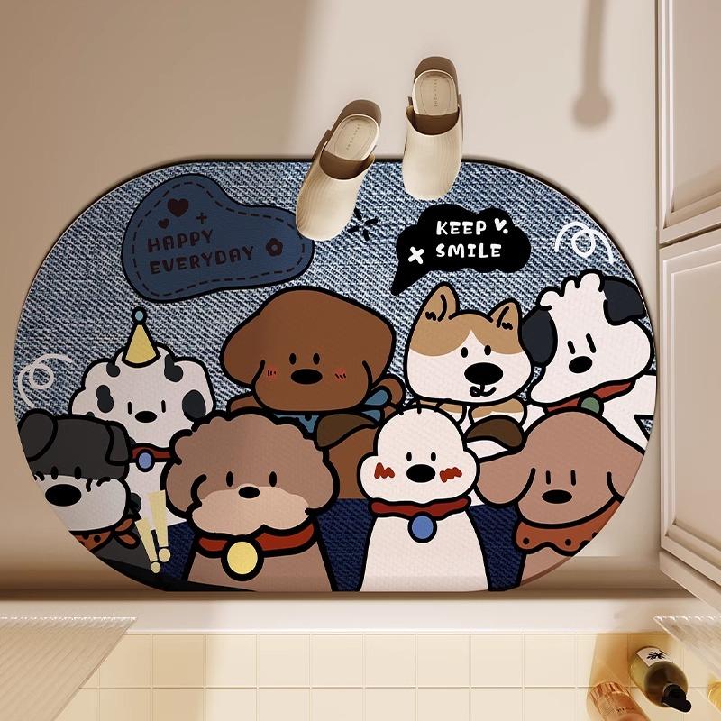Bathroom floor mat, bathroom doorway, diatomaceous earth absorbent anti slip door mat, floor mat, toilet quick drying
