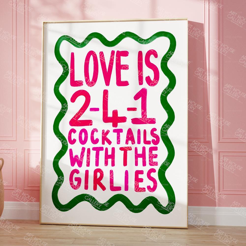 Modern Love Is 2-4-1 Cocktails Love Is All The Small Things Quotes Wall Art Prints Canvas Painting Poster Pictures Living Room