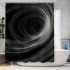 Cortina de Chuveiro Circular Moderna Preta Impermeável Forro Decorativo para Banho Com Argolas 84 X 72 Polegadas (195X60Cm) Internatio