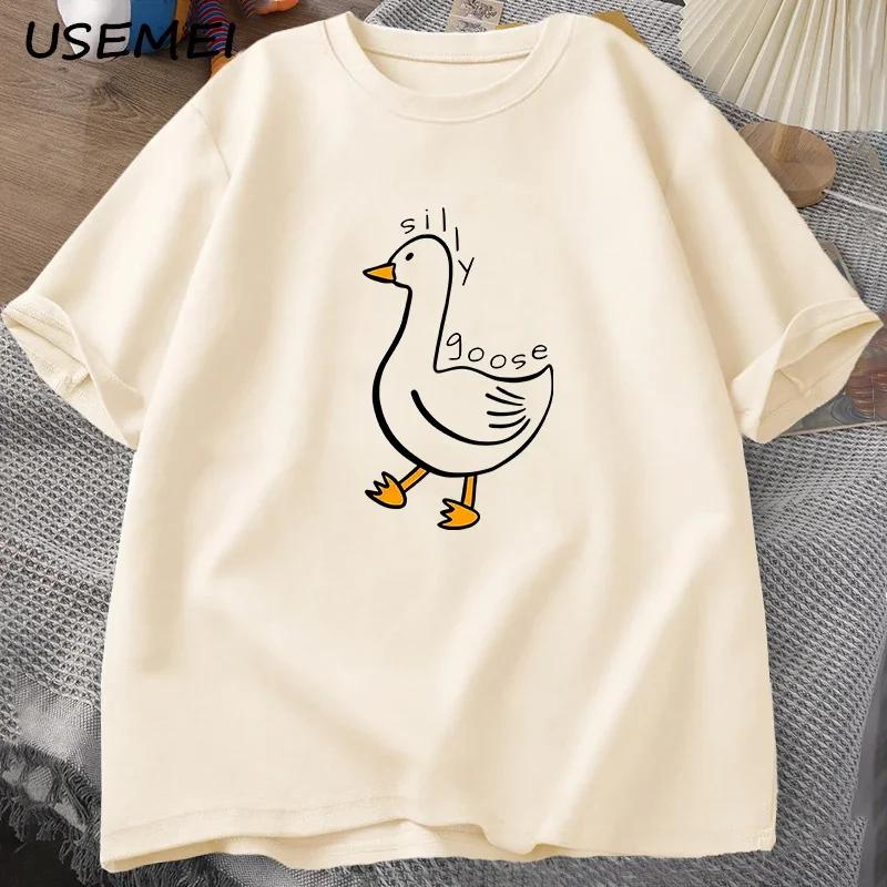 Problematic Goose 2025 pure cotton T-shirt top gender-neutral clothing summer trend round neck street short-sleeved clothing