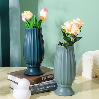 Plastic Vase Smooth Touch Nordic Style Solid Color Practical Modern Desktop Flower Household Supplies
