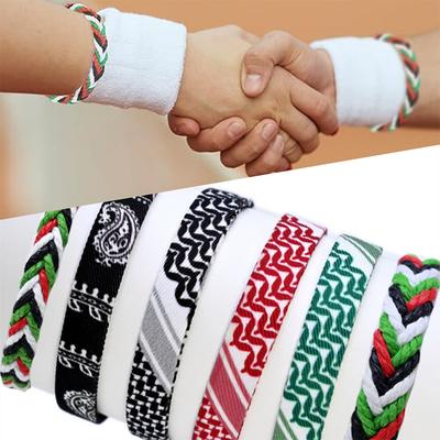 Geometrische Polka Dot Palestina Armband voor Mannen Vrouwen Hand Meerkleurig Weefsel Arabische Stijl Gaza Vlag Zirkonia Accessoires
