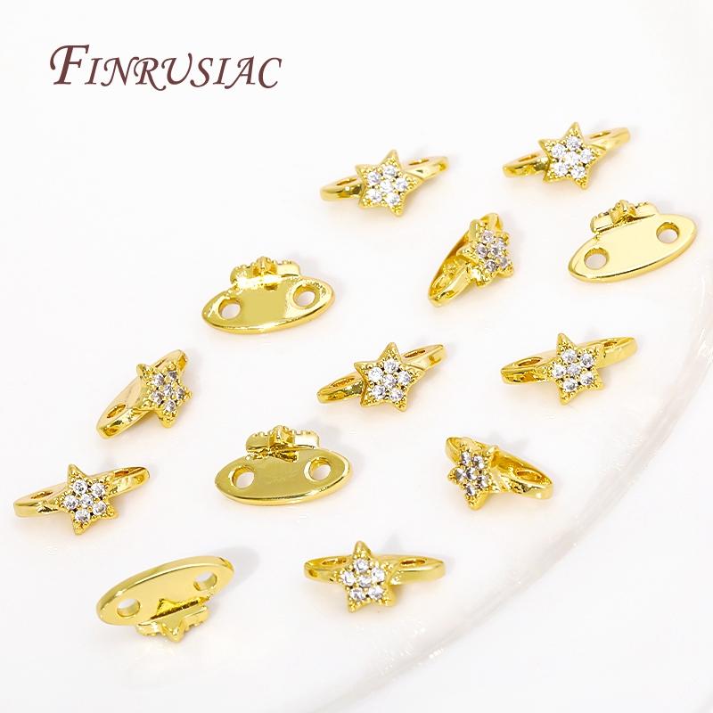 18K Gold Plated Brass with Zircon 2 Holes Beads Separators,Butterfly/Star Shape Spacer Bars,DIY Jewelry Making Supplies