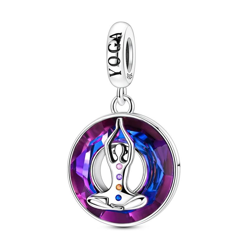 925 Silve Charms Sports Series Basketball Football Badminton Yoga Boxing Charms Bead Pendant Fit Bracelet Jewelry Gift