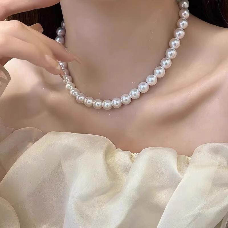 Elegant French Layered Pearl Necklace - Women's High-End Versatile Clavicle Chain, Simple Retro Style
