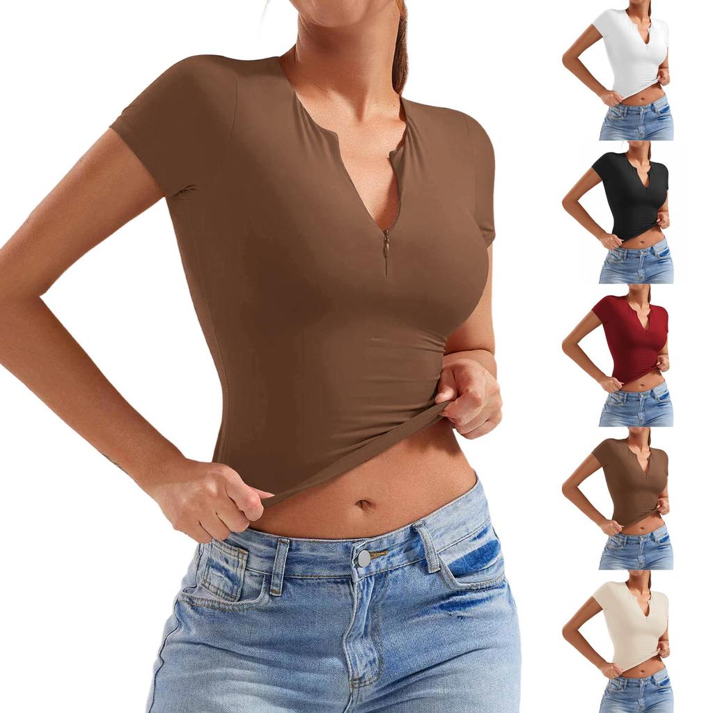 Women's Slim-fit Fashion Yoga Half-zip Short-sleeved Top