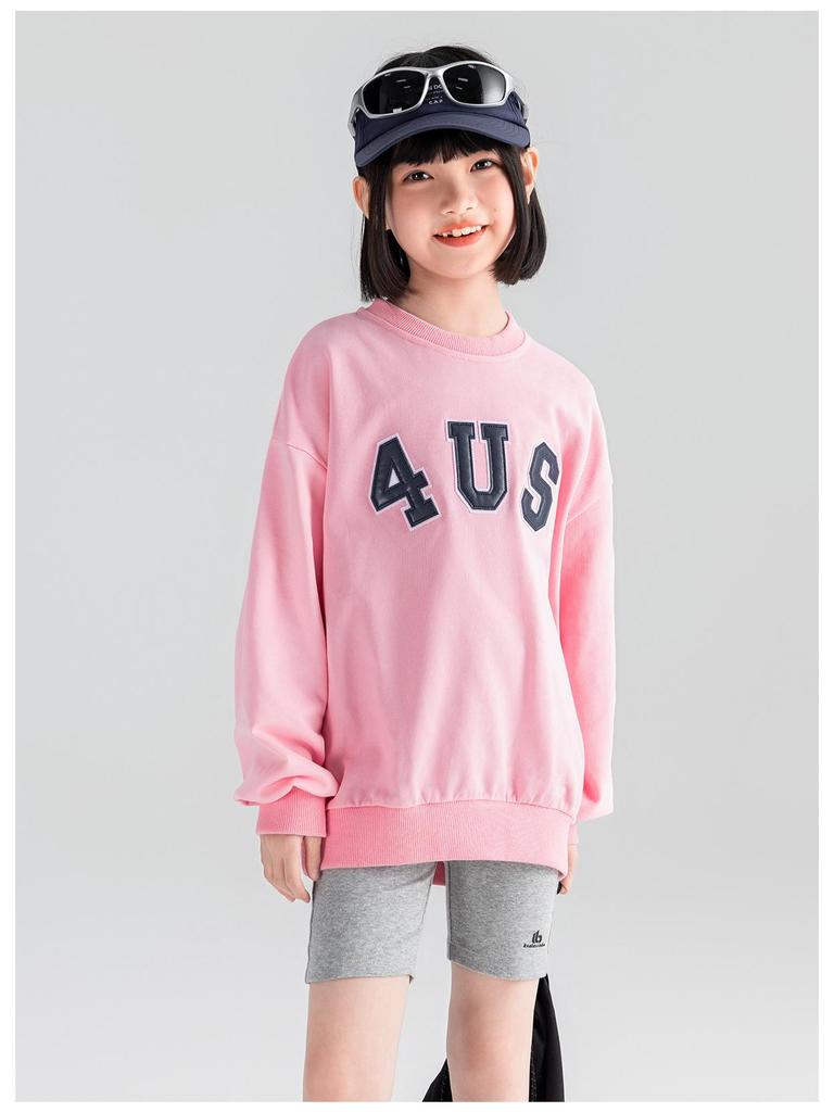 Tao Town Girls' Autumn Letter Print Sweatshirt - Fashionable Casual Long Sleeve Top for Kids