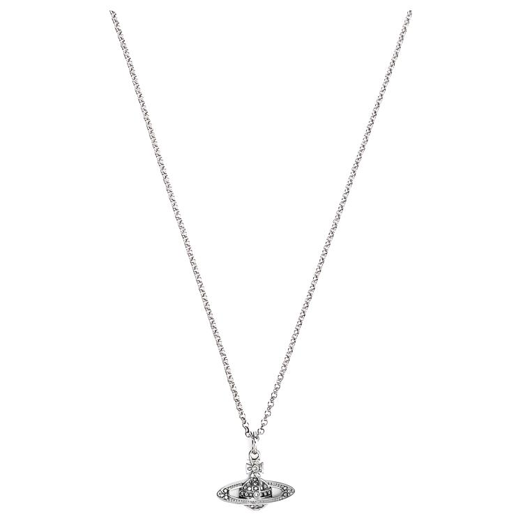 

Vivienne Westwood Mini Bas Relief Classic Crystal Saturn Pendant Necklace Men necklace Gunmetal 63020104S108S108 Box